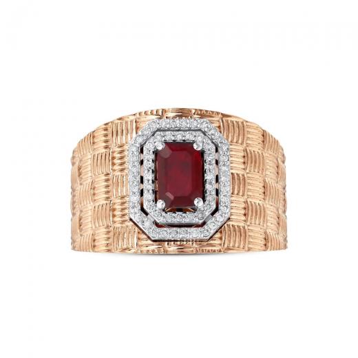 0,66 ct. Diamantring mit natürlichem Rubin